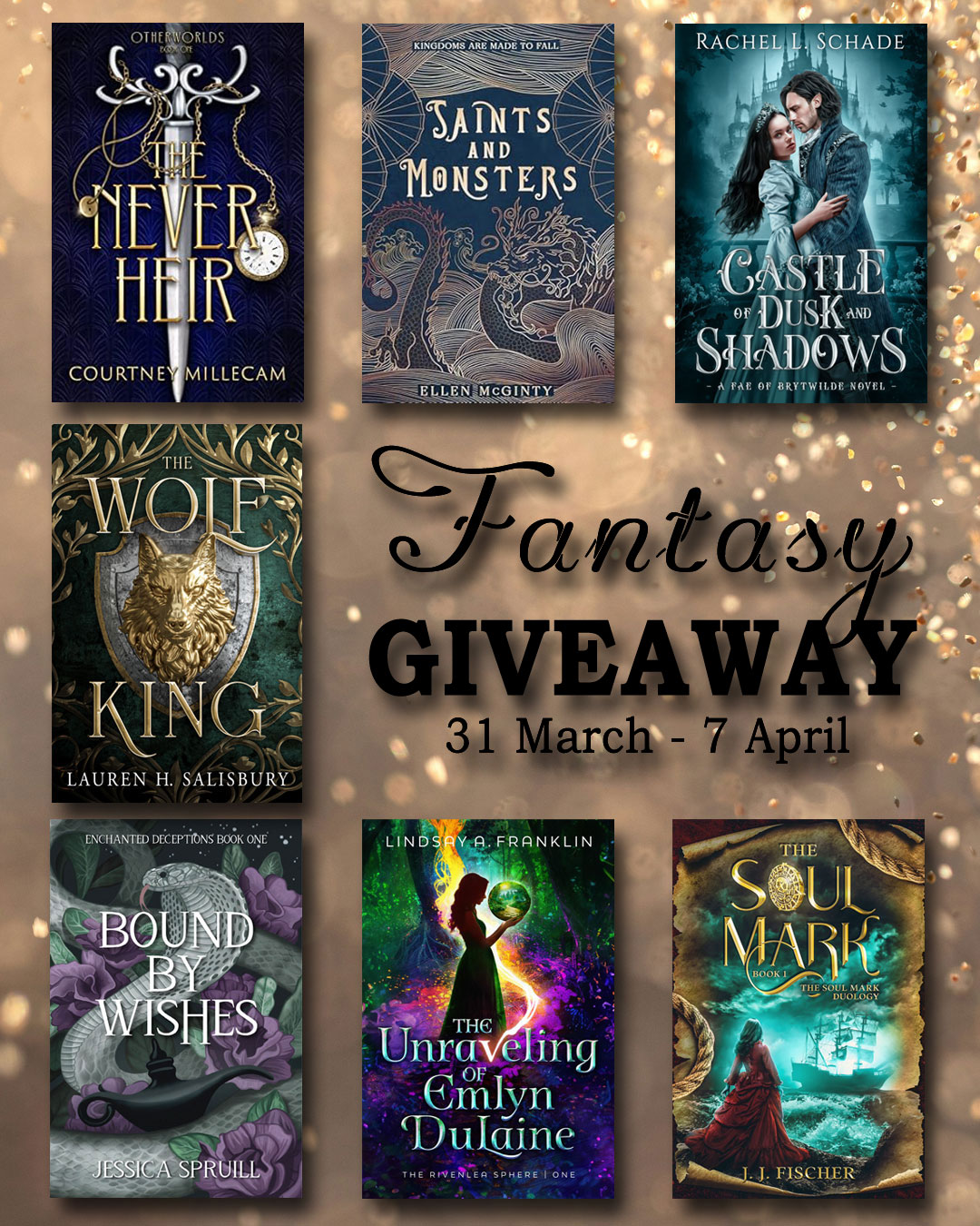 Picture of all seven book covers from the giveaway